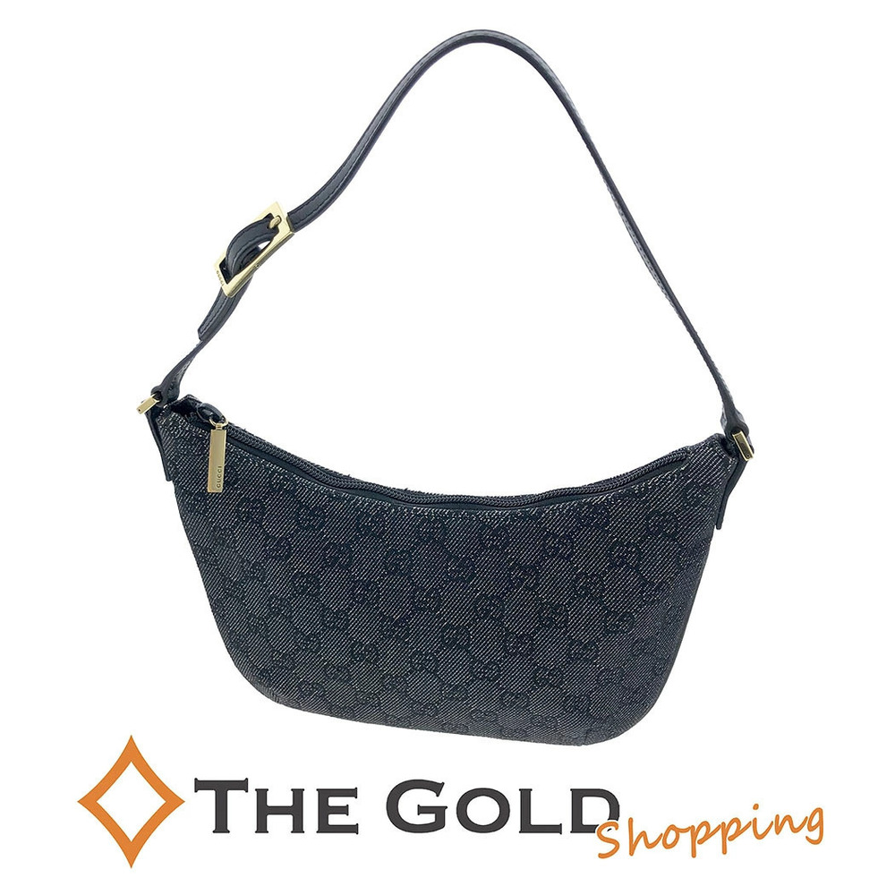 Gucci Hobo Shoulder Bag GG Canvas Accessory Pouch Black